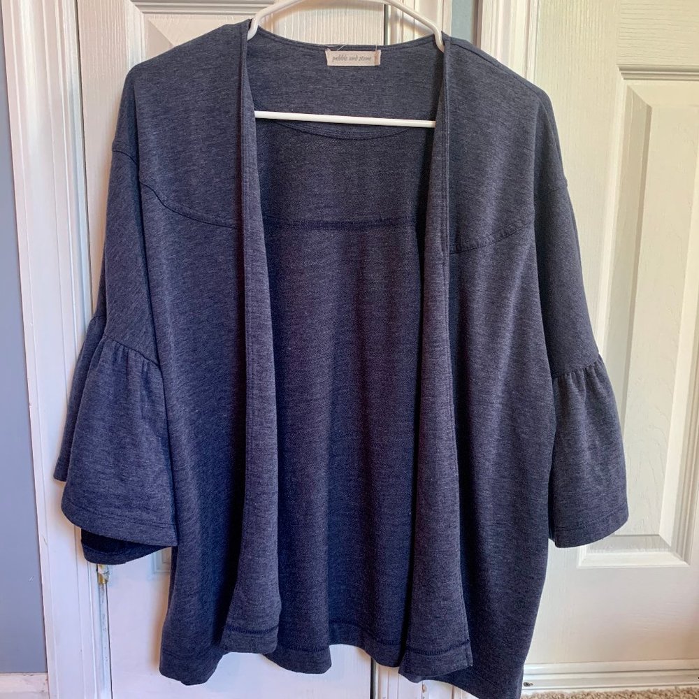 Pebble and Stone Blue Ruffle Cardigan